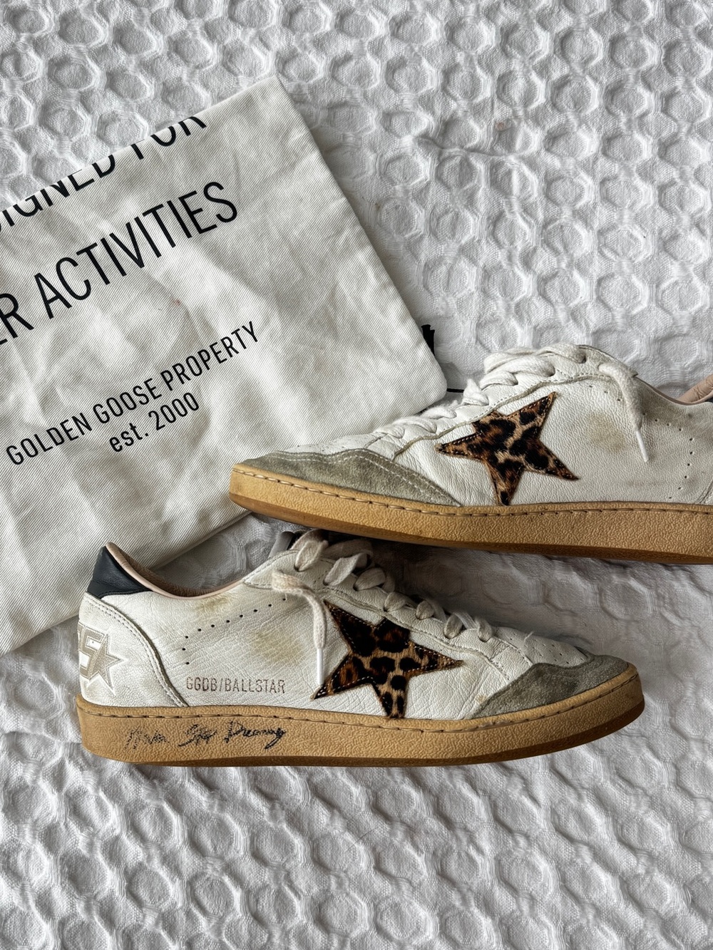 Women’s Golden Goose size 37 leopard print pony star and black heal tab